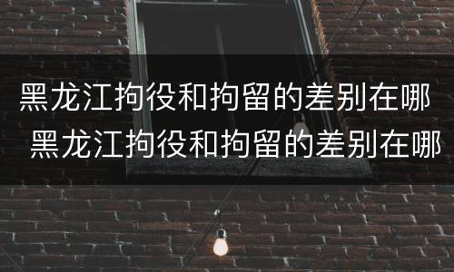 黑龙江拘役和拘留的差别在哪 黑龙江拘役和拘留的差别在哪儿