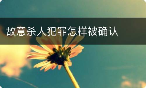 故意杀人犯罪怎样被确认