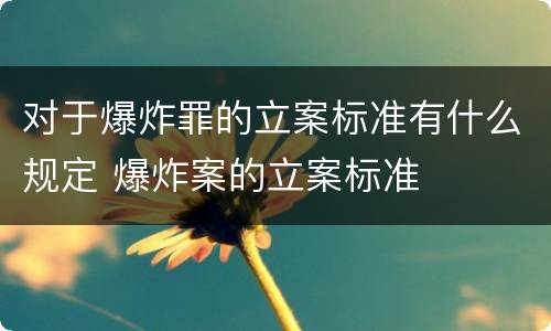 对于爆炸罪的立案标准有什么规定 爆炸案的立案标准