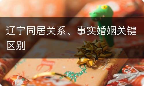 辽宁同居关系、事实婚姻关键区别