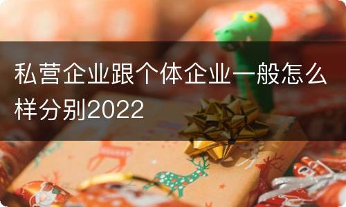 私营企业跟个体企业一般怎么样分别2022