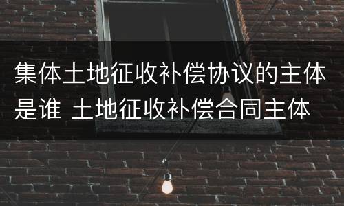 集体土地征收补偿协议的主体是谁 土地征收补偿合同主体