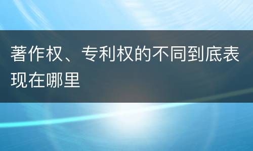 著作权、专利权的不同到底表现在哪里