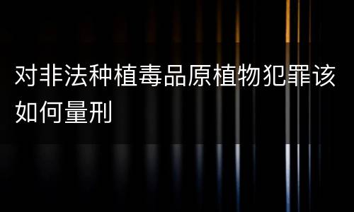 对非法种植毒品原植物犯罪该如何量刑