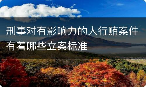 刑事对有影响力的人行贿案件有着哪些立案标准