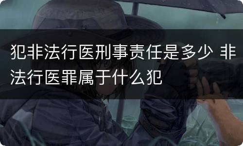 犯非法行医刑事责任是多少 非法行医罪属于什么犯
