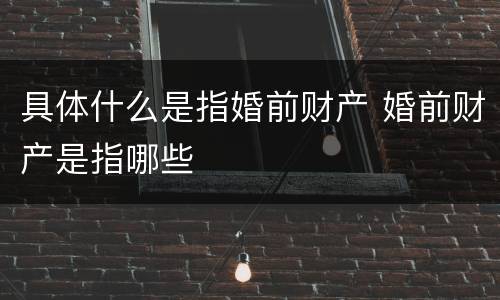 具体什么是指婚前财产 婚前财产是指哪些