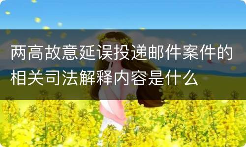 两高故意延误投递邮件案件的相关司法解释内容是什么