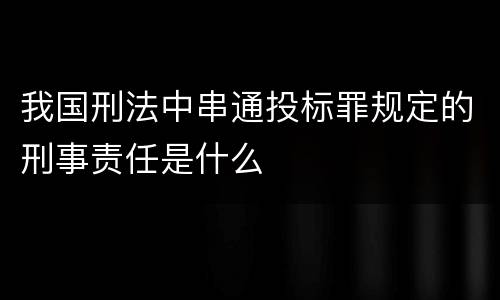 我国刑法中串通投标罪规定的刑事责任是什么