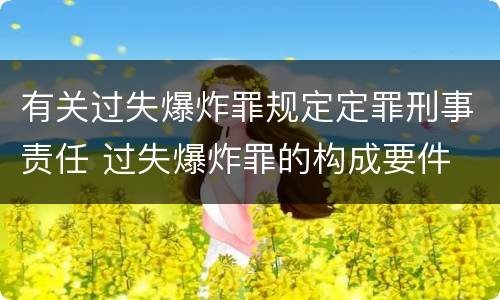 有关过失爆炸罪规定定罪刑事责任 过失爆炸罪的构成要件