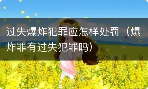 过失爆炸犯罪应怎样处罚（爆炸罪有过失犯罪吗）