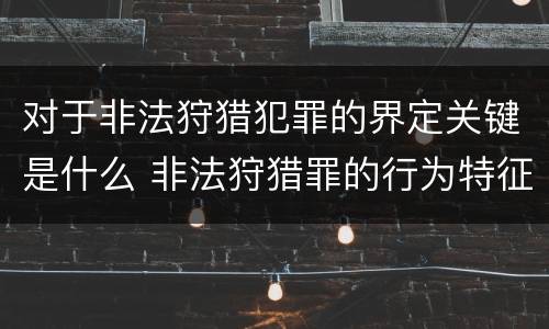 对于非法狩猎犯罪的界定关键是什么 非法狩猎罪的行为特征是
