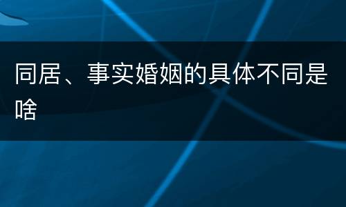 同居、事实婚姻的具体不同是啥