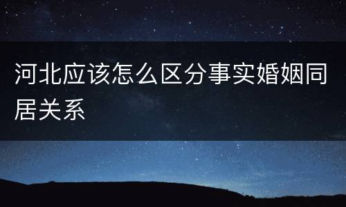 河北应该怎么区分事实婚姻同居关系