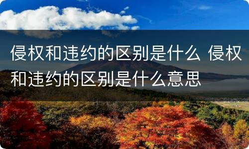 侵权和违约的区别是什么 侵权和违约的区别是什么意思