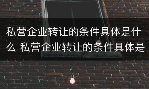 私营企业转让的条件具体是什么 私营企业转让的条件具体是什么意思