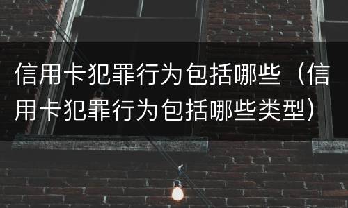 信用卡犯罪行为包括哪些(信用卡犯罪行为包括哪些类型)