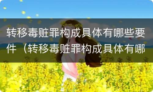 转移毒赃罪构成具体有哪些要件（转移毒赃罪构成具体有哪些要件要求）