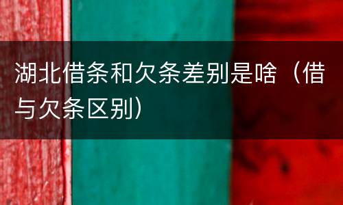 湖北借条和欠条差别是啥（借与欠条区别）