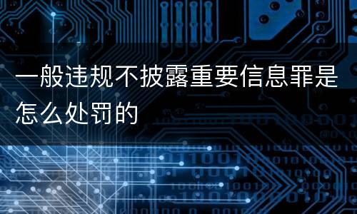 一般违规不披露重要信息罪是怎么处罚的