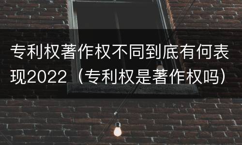 专利权著作权不同到底有何表现2022（专利权是著作权吗）