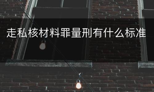 走私核材料罪量刑有什么标准