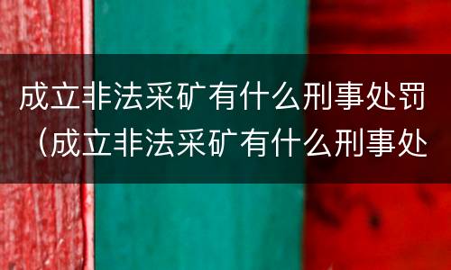 成立非法采矿有什么刑事处罚（成立非法采矿有什么刑事处罚案例）