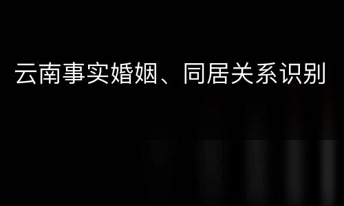 云南事实婚姻、同居关系识别