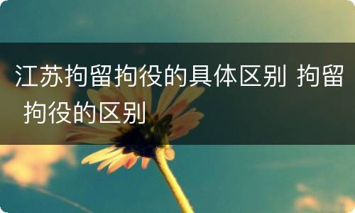 江苏拘留拘役的具体区别 拘留 拘役的区别