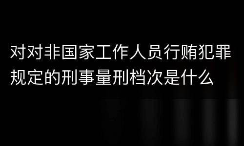 对对非国家工作人员行贿犯罪规定的刑事量刑档次是什么