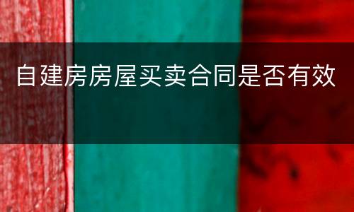 自建房房屋买卖合同是否有效