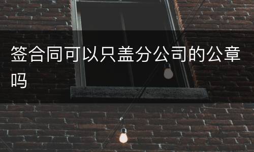 签合同可以只盖分公司的公章吗