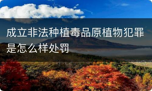 成立非法种植毒品原植物犯罪是怎么样处罚