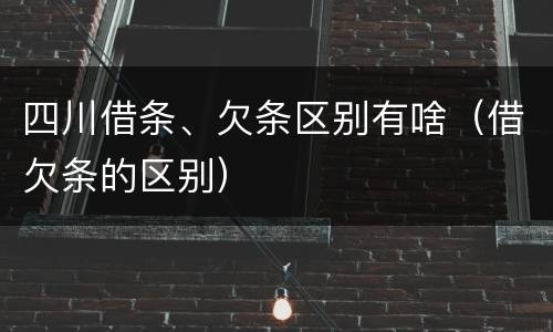 四川借条、欠条区别有啥（借欠条的区别）