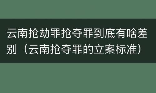 云南抢劫罪抢夺罪到底有啥差别（云南抢夺罪的立案标准）