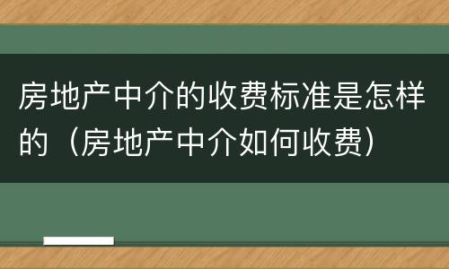 房地产中介的收费标准是怎样的（房地产中介如何收费）