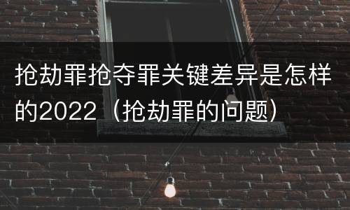 抢劫罪抢夺罪关键差异是怎样的2022（抢劫罪的问题）