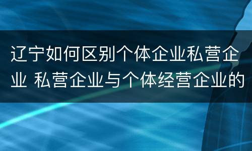 辽宁如何区别个体企业私营企业 私营企业与个体经营企业的区别