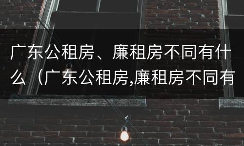 广东公租房、廉租房不同有什么（广东公租房,廉租房不同有什么区别）