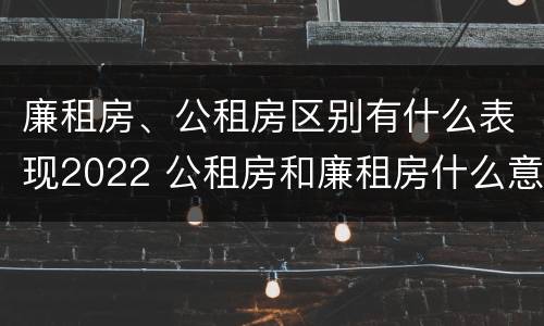 廉租房、公租房区别有什么表现2022 公租房和廉租房什么意思