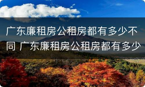 广东廉租房公租房都有多少不同 广东廉租房公租房都有多少不同的