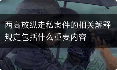 两高放纵走私案件的相关解释规定包括什么重要内容