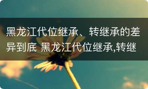 黑龙江代位继承、转继承的差异到底 黑龙江代位继承,转继承的差异到底有多大
