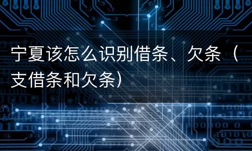宁夏该怎么识别借条、欠条（支借条和欠条）