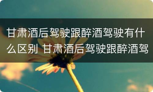 甘肃酒后驾驶跟醉酒驾驶有什么区别 甘肃酒后驾驶跟醉酒驾驶有什么区别呢