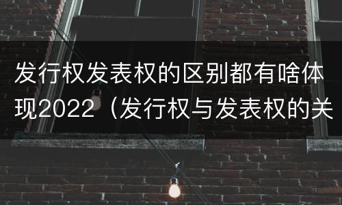 发行权发表权的区别都有啥体现2022（发行权与发表权的关系）