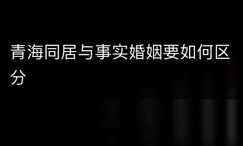 青海同居与事实婚姻要如何区分