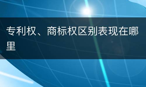 专利权、商标权区别表现在哪里