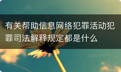 有关帮助信息网络犯罪活动犯罪司法解释规定都是什么