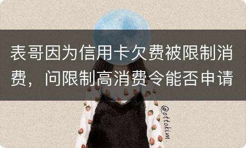 表哥因为信用卡欠费被限制消费，问限制高消费令能否申请复议